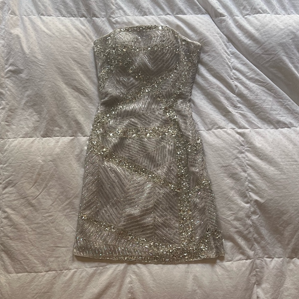 Alyce Designs White Beaded Dress